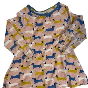 Mini Boden Dachshund Print Top Pink Long Sleeve Girls Dog Shirt Cute playful
